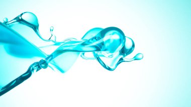 Mavi bir damla su. 3d illüstrasyon, 3d canlandırma.