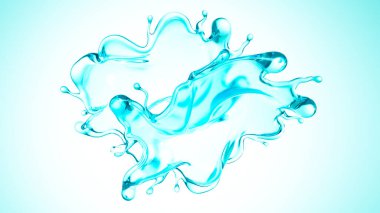 Mavi bir damla su. 3d illüstrasyon, 3d canlandırma.