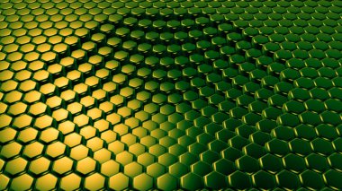 Yeşil altıgen arka plan. 3d illüstrasyon, 3d canlandırma.