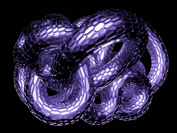 Černé pozadí hada. 3D ilustrace, 3D vykreslování. — Stock fotografie