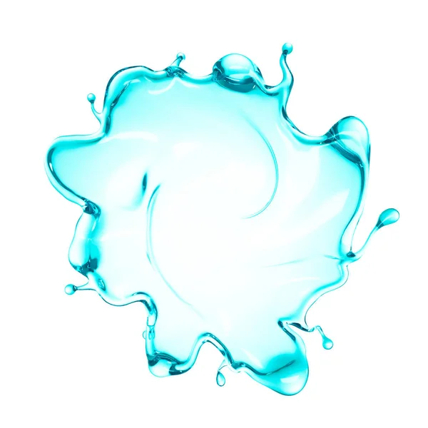 Een blauwe plons water. 3d illustratie, 3d weergave. — Stockfoto