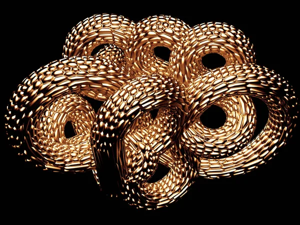 Μαύρο φόντο χρυσό φίδι. 3D απεικόνιση, 3d απόδοση. — Φωτογραφία Αρχείου