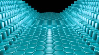 Turkuaz altıgen arka plan. 3d illüstrasyon, 3d canlandırma.