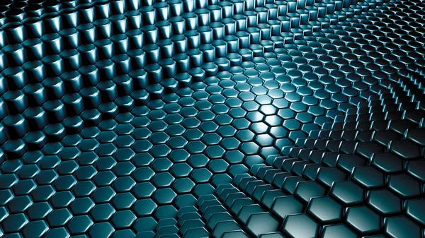 Yeşil altıgen arka plan. 3d illüstrasyon, 3d canlandırma.