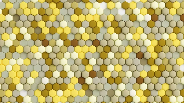 Yellow beige abstract background with hexagons. 3d illustration, 3d rendering. — 스톡 사진