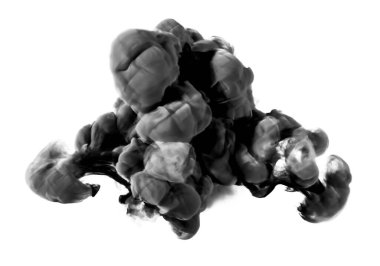 Beyaz arka planda siyah gri duman. 3d görüntüleme, 3d illüstrasyon.