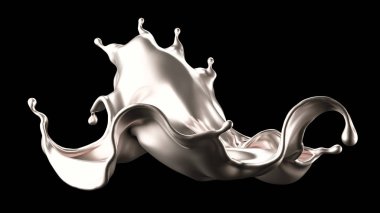 Şatafatlı bir gümüş sıçraması. 3d görüntüleme, 3d illüstrasyon.