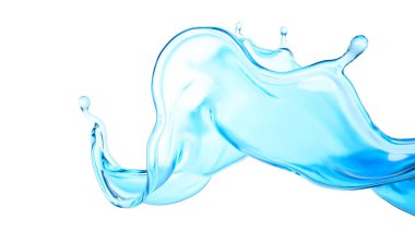 Güzel mavi su sıçraması. 3d görüntüleme, 3d illüstrasyon.