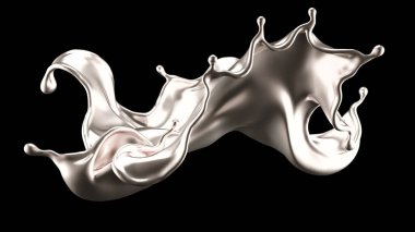 Şatafatlı bir gümüş sıçraması. 3d görüntüleme, 3d illüstrasyon.