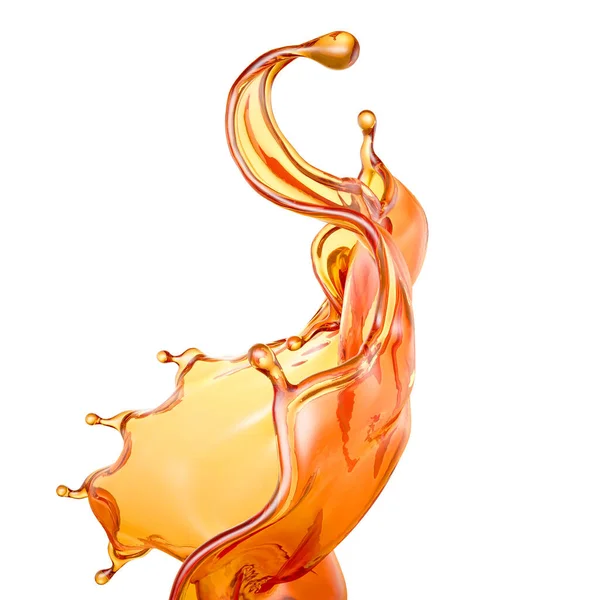 オレンジジュースのスプラッシュ 3Dレンダリング 3Dイラスト — ストック写真