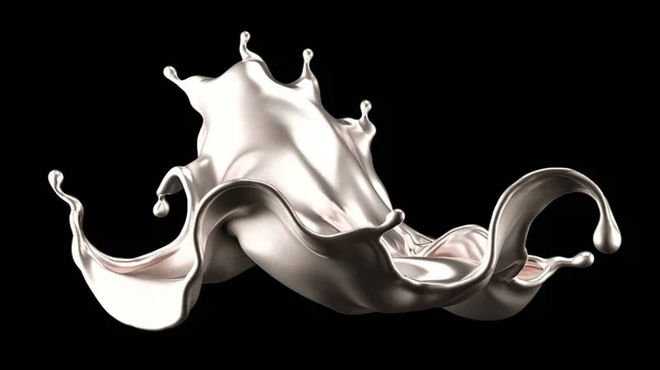 Luxurious Splash Silver Rendering Illustration — ストック写真