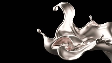 Şatafatlı bir gümüş sıçraması. 3d görüntüleme, 3d illüstrasyon.