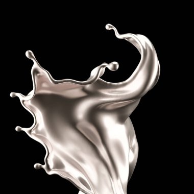 Şatafatlı bir gümüş sıçraması. 3d görüntüleme, 3d illüstrasyon.