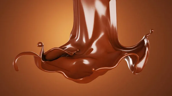 Splash Flusso Cioccolato Rendering Illustrazione — Foto Stock