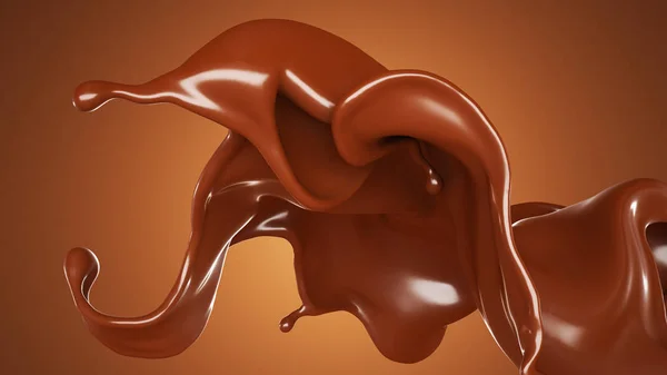 Splash Flusso Cioccolato Rendering Illustrazione — Foto Stock