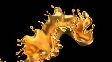 Altın sıçradı. 3d görüntüleme 3d