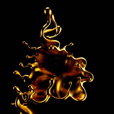 Altın sıçradı. 3d illüstrasyon 3d görüntüleme