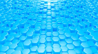 Mavi altıgen arka plan. 3d görüntüleme, 3d illüstrasyon.