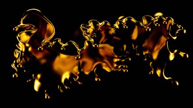 Altın sıçradı. 3d illüstrasyon 3d görüntüleme