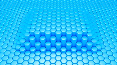 Mavi altıgen arka plan. 3d görüntüleme, 3d illüstrasyon.