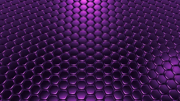 紫色六边形背景 3D渲染 3D说明 — 图库照片