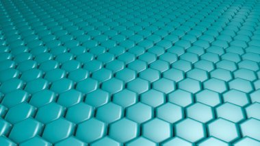 Turkuaz altıgen arka plan. 3d görüntüleme, 3d illüstrasyon.