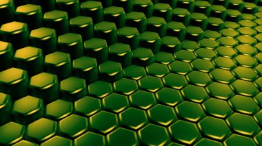 Yeşil altıgen arka plan. 3d görüntüleme, 3d illüstrasyon.