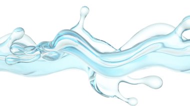 Bir tutam berrak mavi su. 3d görüntüleme, 3d illüstrasyon.