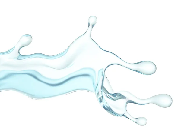 澄んだ青い水のスプラッシュ 3Dレンダリング 3Dイラスト — ストック写真