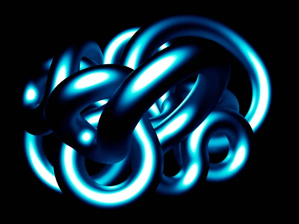 蛇的黑色背景 3D渲染 3D说明 — 图库照片