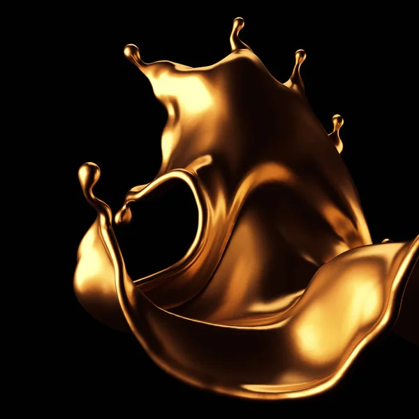 Luxury Beautiful Gold Splash Rendering Illustration — 스톡 사진