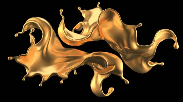 Luxury Beautiful Gold Splash Rendering Illustration — Stock Photo, Image