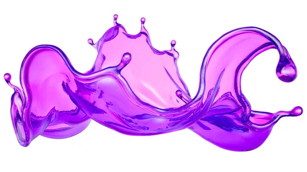 Beautiful Magenta Splash Liquid Rendering Illustration — ストック写真
