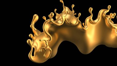 Altın sıçradı. 3d görüntüleme 3d