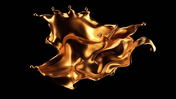 Luksusowy Piękny Złoty Plusk Renderowanie Ilustracja — Zdjęcie stockowe