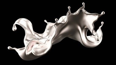 Şatafatlı bir gümüş sıçraması. 3d görüntüleme, 3d illüstrasyon.