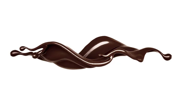 Šplouchnutí Tmavé Čokolády Vykreslování Ilustrace — Stock fotografie