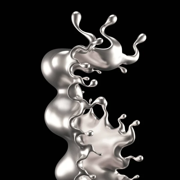 Splash Silver Rendering Illustration — Stock Photo, Image