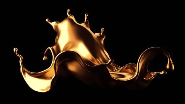 Luxury Beautiful Gold Splash Rendering Illustration — ストック写真