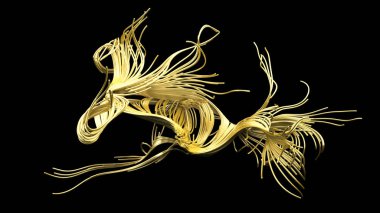 Soyut altın fraktal. 3d görüntüleme, 3d illüstrasyon.