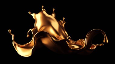 Şatafatlı, güzel altın kaplama. 3d görüntüleme, 3d illüstrasyon.