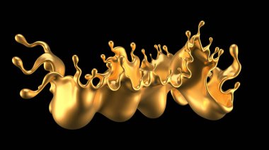 Altın sıçradı. 3d görüntüleme 3d