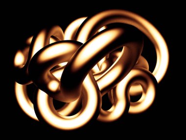 Black background golden snake. 3d rendering, 3d illustration.