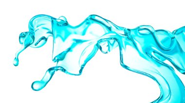 Mavi bir damla su. 3d görüntüleme, 3d illüstrasyon.