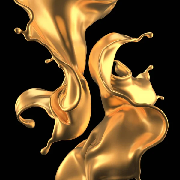 Luxusní Krásné Zlaté Stříkance Vykreslování Ilustrace — Stock fotografie