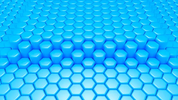 Blue Hexagon Background Rendering Illustration — Stock Photo, Image