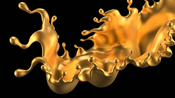 飞溅的黄金 3D渲染3D示例 — 图库照片