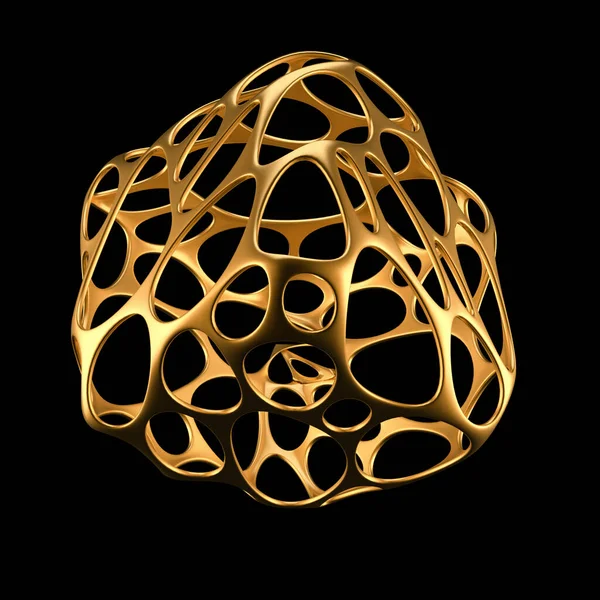 黒地に金色の玉を抽象化 3Dレンダリング 3Dイラスト — ストック写真