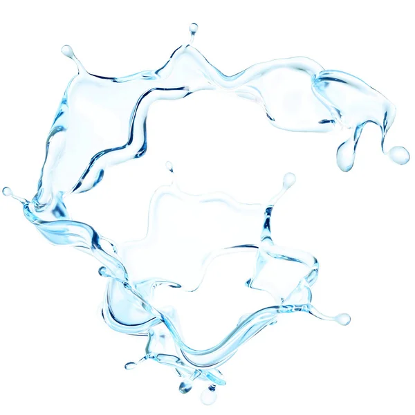 Всплеск Чистой Голубой Воды Рендеринг Иллюстрация Стоковое Фото
