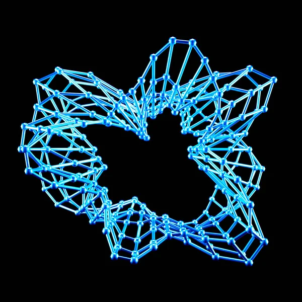 黑色背景上的抽象蓝色形状 3D渲染 3D说明 — 图库照片